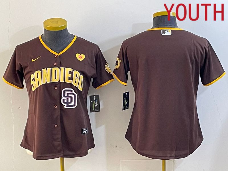 Youth San Diego Padres Blank Browm Game 2024 Nike MLB Jersey style 4->youth mlb jersey->Youth Jersey